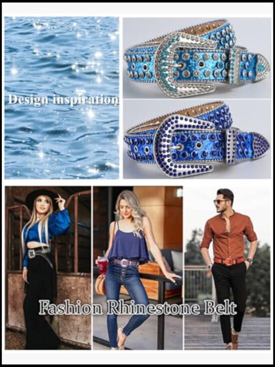 Rhinestone Western Belt Studded Sparkle Bling Y2K Waist Belt main image 5